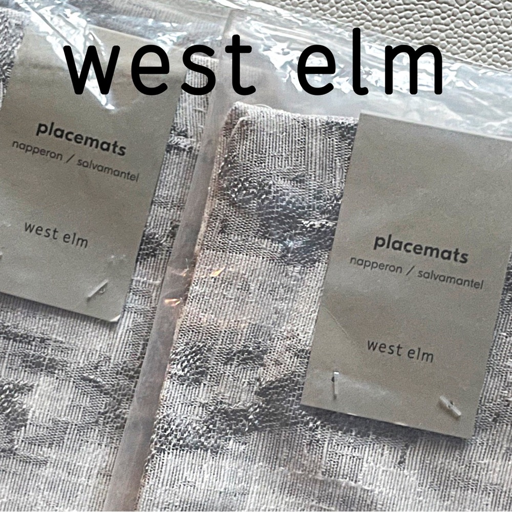 West Elm 🆕 Textured Jacquard Placemats (Two Pieces) • Platinum Bark • NWT - Picture 6 of 13